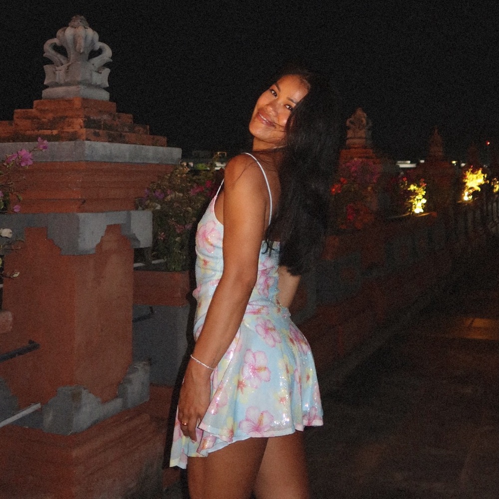 Floral Pastel Mini Dress with Spaghetti Straps